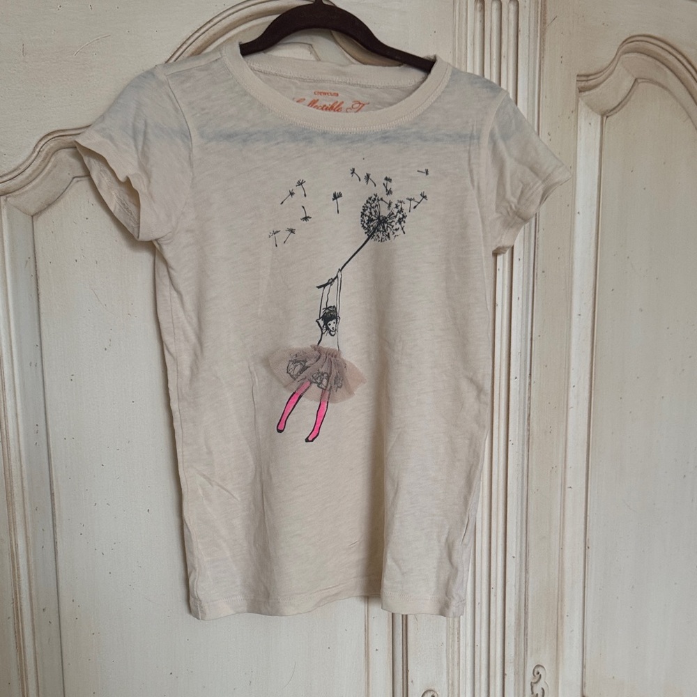 Crewcuts Cream Tee with Dandelion and Pink Accents
